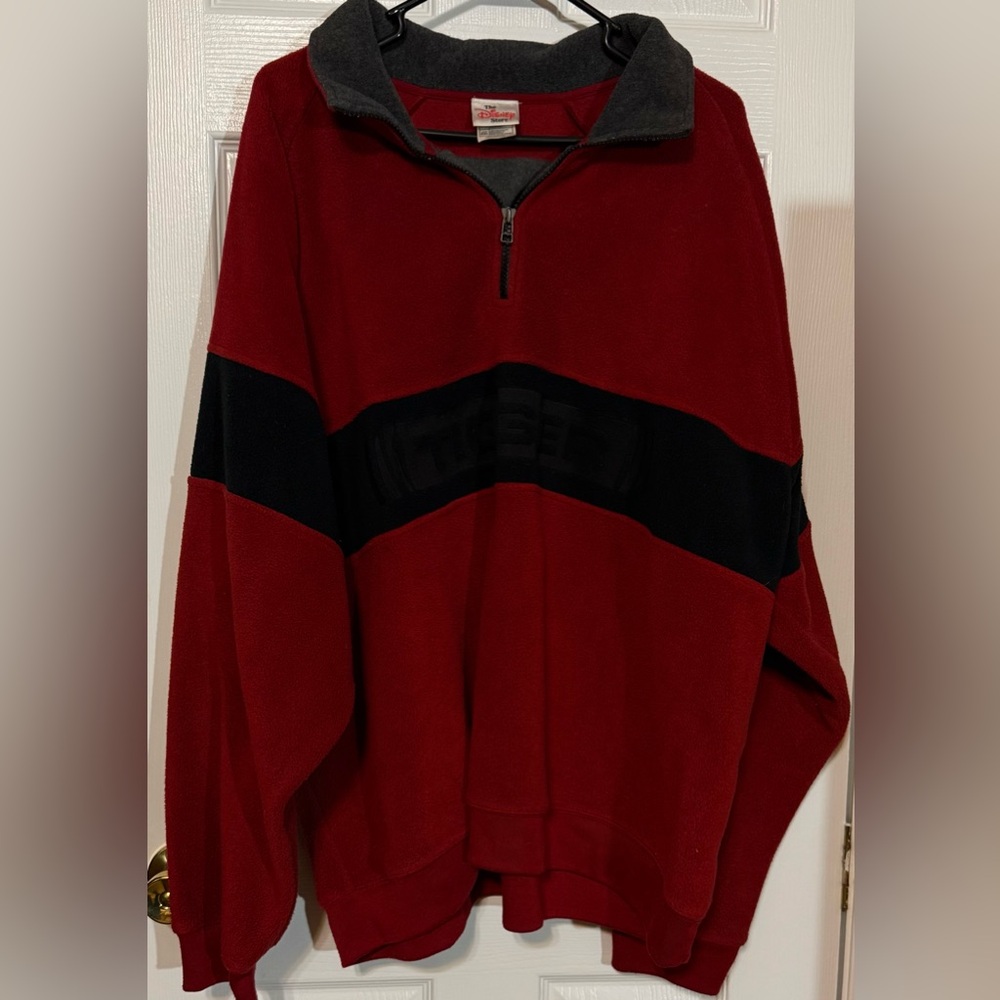 Vintage Disney Store Tigger Fleece Pullover Red Black XXL